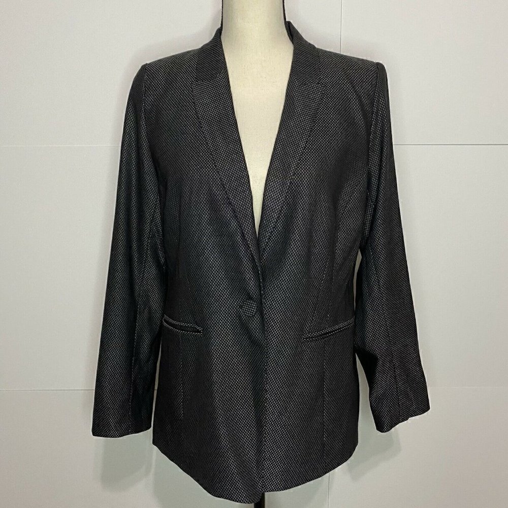 NWOT LAFAYETTE 148 NY Size 10 Blazer Jacket Black Wool Polka Dot Lined